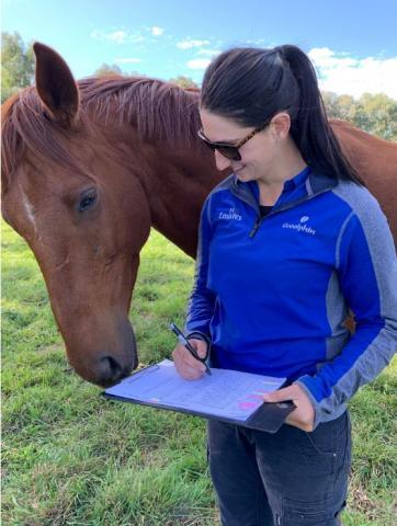 Horse Drochaid with lady holding clipboard